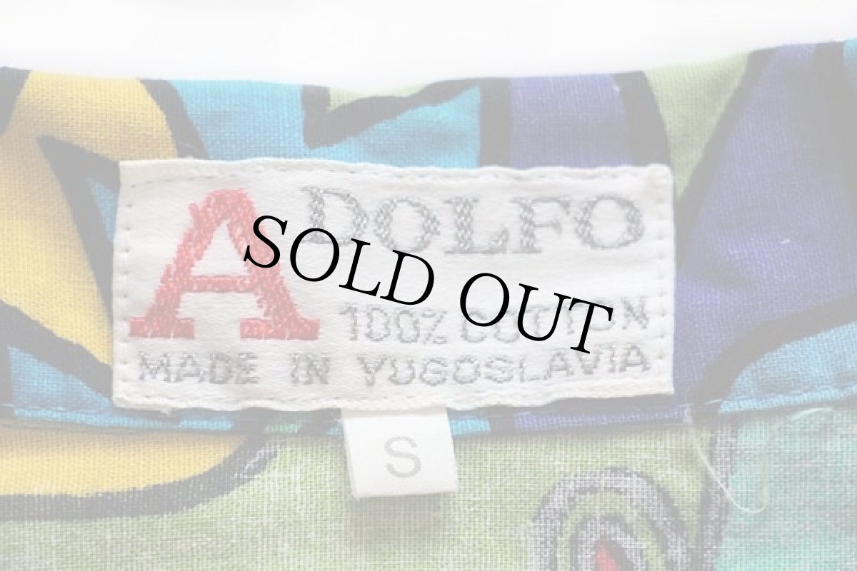 画像4: 80s ADOLFO ポップアート 総柄 染み込みプリント 半袖コットンシャツ&ショートパンツ セットアップ (4)