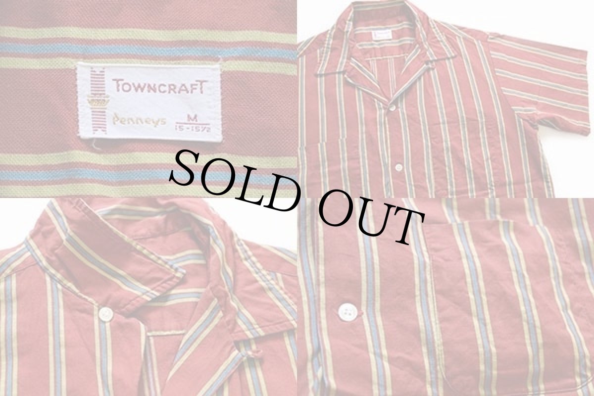 画像3: 60s Penneys TOWNCRAFT マルチストライプ 半袖 コットンシャツ M (3)