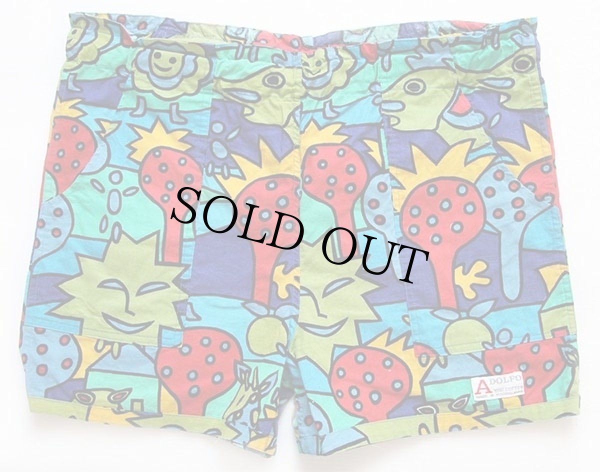 画像6: 80s ADOLFO ポップアート 総柄 染み込みプリント 半袖コットンシャツ&ショートパンツ セットアップ (6)