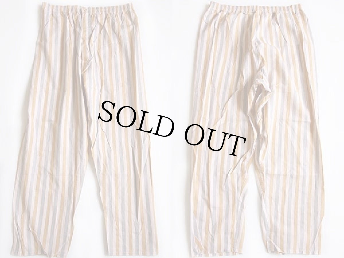 画像6: デッドストック★50s Truval マルチストライプ ノーカラー プルオーバー コットン パジャマ シャツ&パンツ セット XL (6)