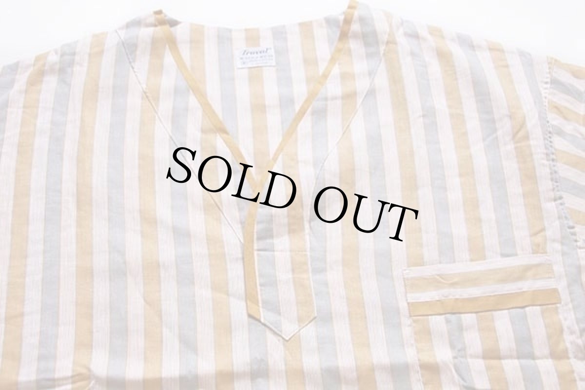 画像3: デッドストック★50s Truval マルチストライプ ノーカラー プルオーバー コットン パジャマ シャツ&パンツ セット XL (3)