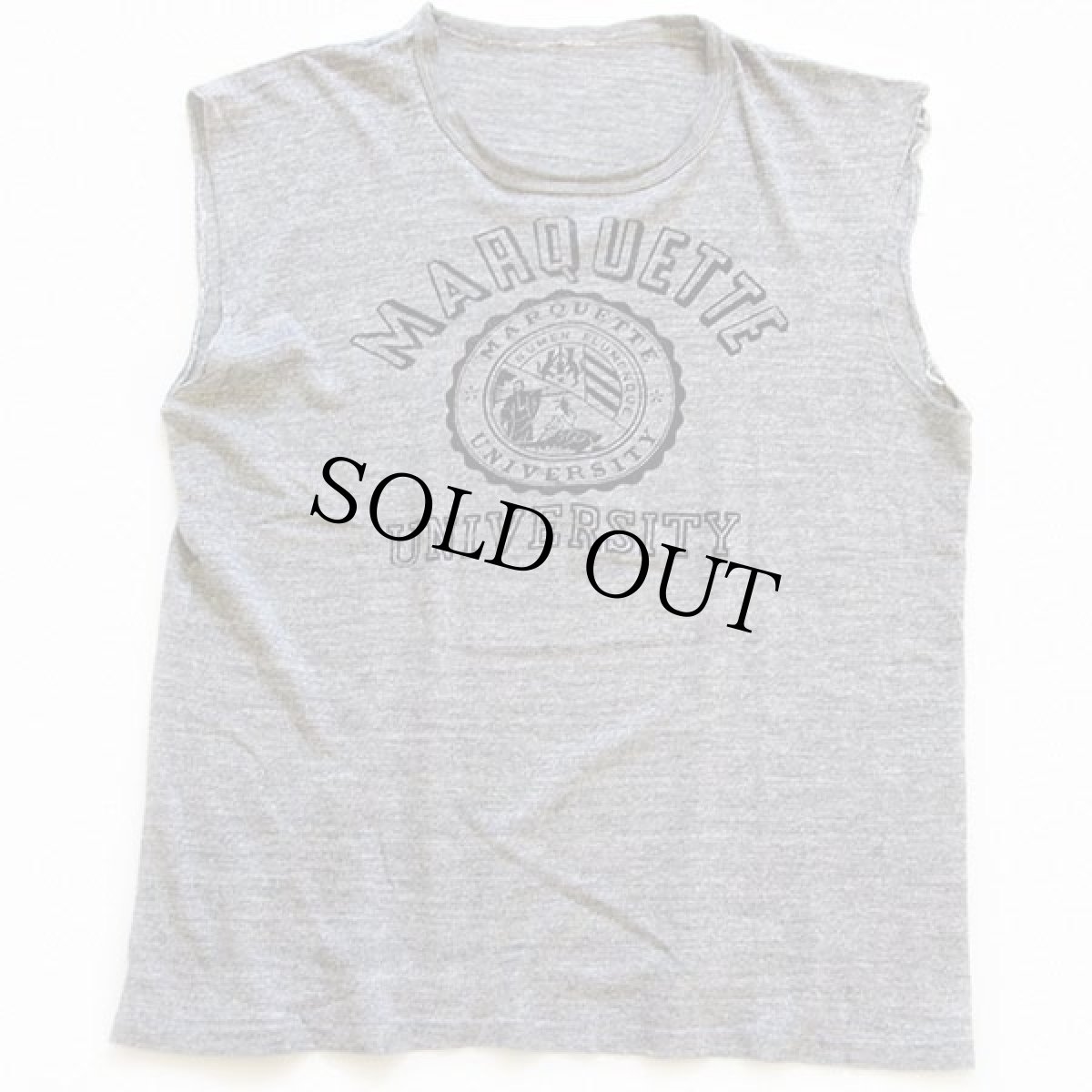 画像2: 70s MARQUETTE UNIVERSITY カットオフ ノースリーブTシャツ 杢グレー (2)