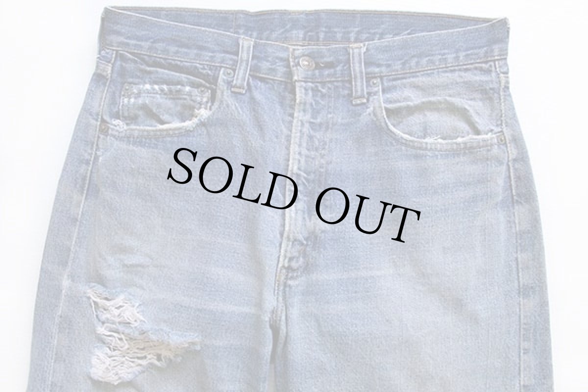 画像2: 70s USA製 Levi'sリーバイス 505 シングル 66前期 耳付き ダメージ デニムパンツ w33 (2)