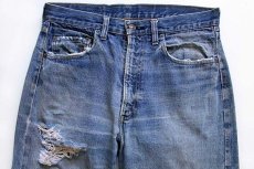 画像2: 70s USA製 Levi'sリーバイス 505 シングル 66前期 耳付き ダメージ デニムパンツ w33 (2)