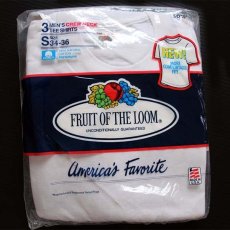 画像1: デッドストック★90s USA製 FRUIT OF THE LOOM 無地 クルーネック コットンTシャツ 白 S 3パック (1)