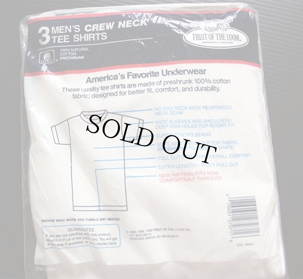 画像2: デッドストック★90s USA製 FRUIT OF THE LOOM 無地 クルーネック コットンTシャツ 白 S 3パック (2)