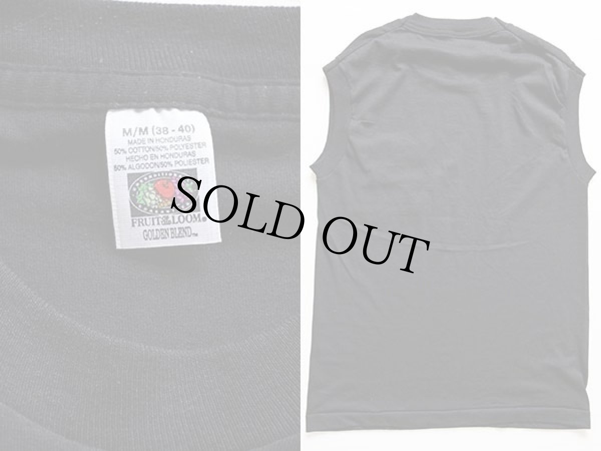 画像3: デッドストック★FRUIT OF THE LOOM 無地 ノースリーブ ポケットTシャツ 黒 M (3)
