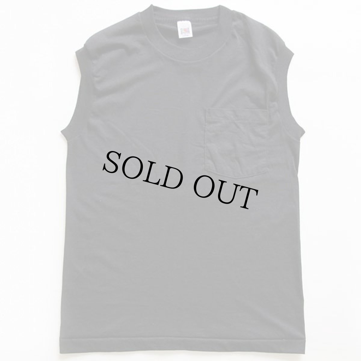 画像2: デッドストック★FRUIT OF THE LOOM 無地 ノースリーブ ポケットTシャツ 黒 M (2)