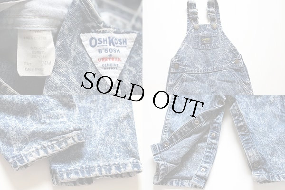 画像3: 90s USA製 OSHKOSH B'GOSH ケミカルウォッシュ デニム オーバーオール 24M★サロペット アシッド (3)