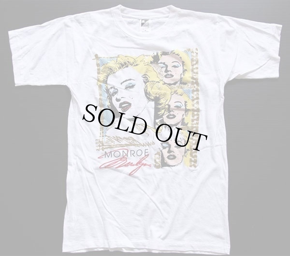 画像2: 80s MARILYN MONROEマリリンモンロー ラメ&染み込みプリント コットンTシャツ 白 M (2)