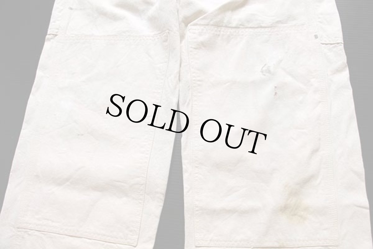 画像6: 90s USA製 carharttカーハート エプロン付き ダブルニー オーバーオール ペンキ飛び 生成り w32 L32 (6)