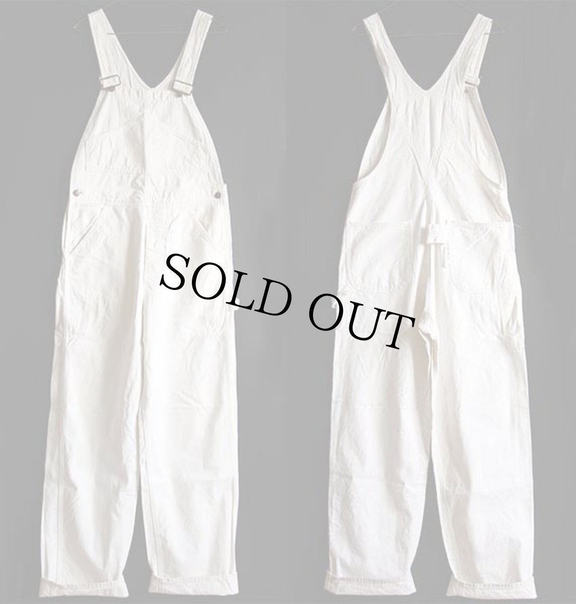 画像2: 70s Sears 山ポケ コットン オーバーオール 生成り w32 L32 (2)