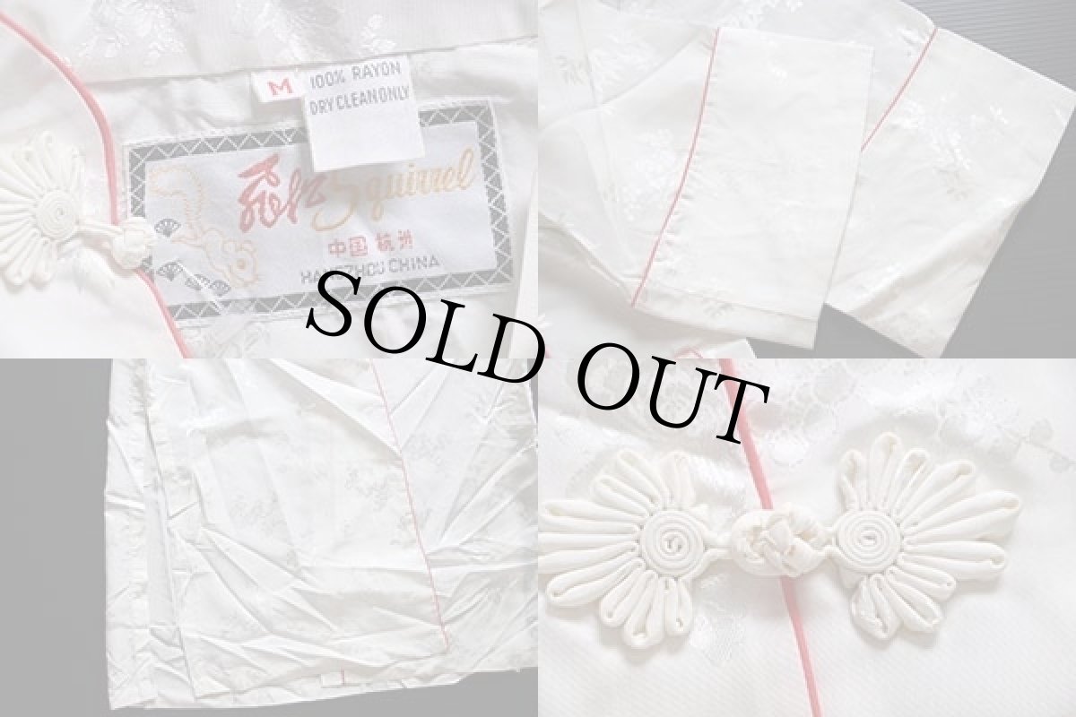 画像4: Squirrel ロング レーヨン サテン チャイナ コート 白 M (4)