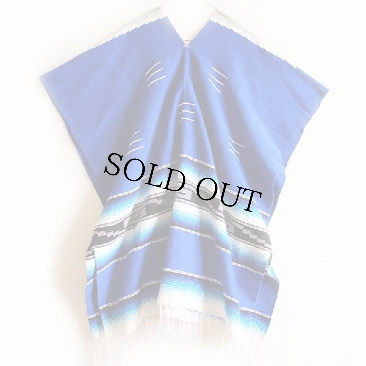 画像2: メキシカン ラグ サラペ ポンチョ (2)