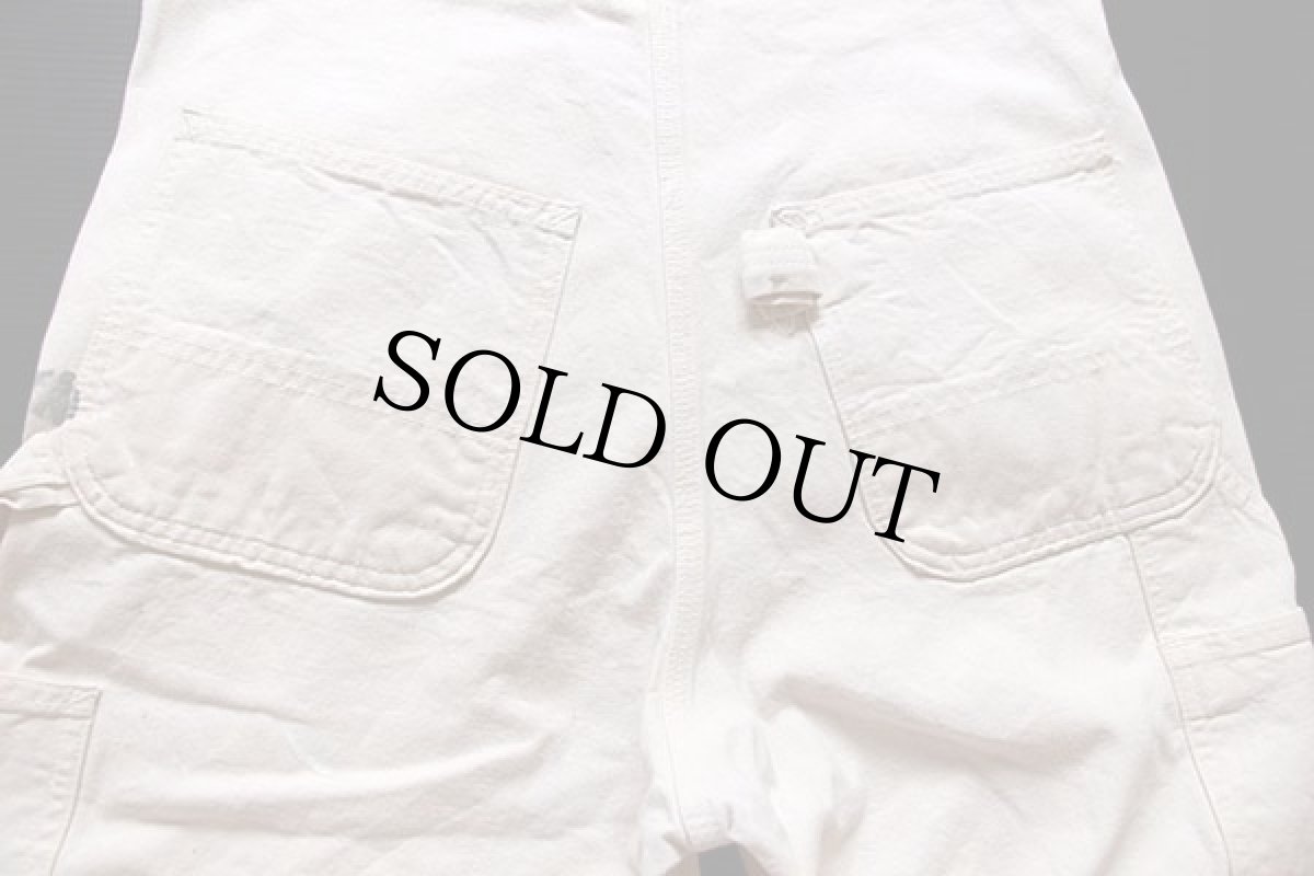 画像7: 90s USA製 carharttカーハート エプロン付き ダブルニー オーバーオール ペンキ飛び 生成り w32 L32 (7)