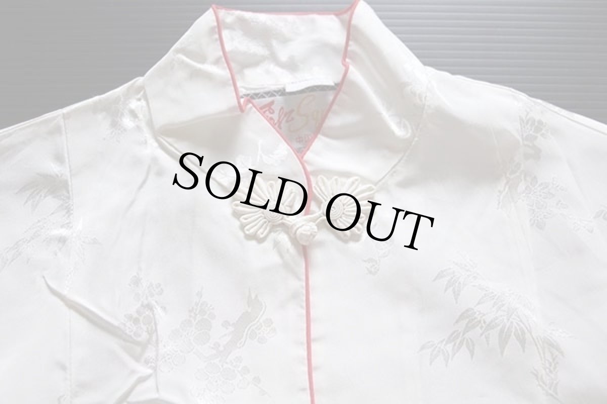 画像3: Squirrel ロング レーヨン サテン チャイナ コート 白 M (3)