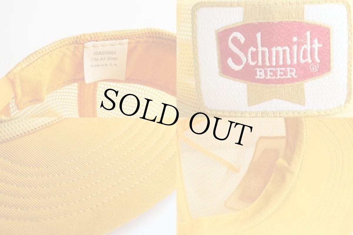 画像3: 80s USA製 Schmidt BEER パッチ付き オールメッシュキャップ 黄 (3)