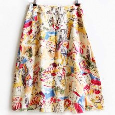 画像1: Liz claiborne 絵画柄 リネン フレアスカート 2P (1)