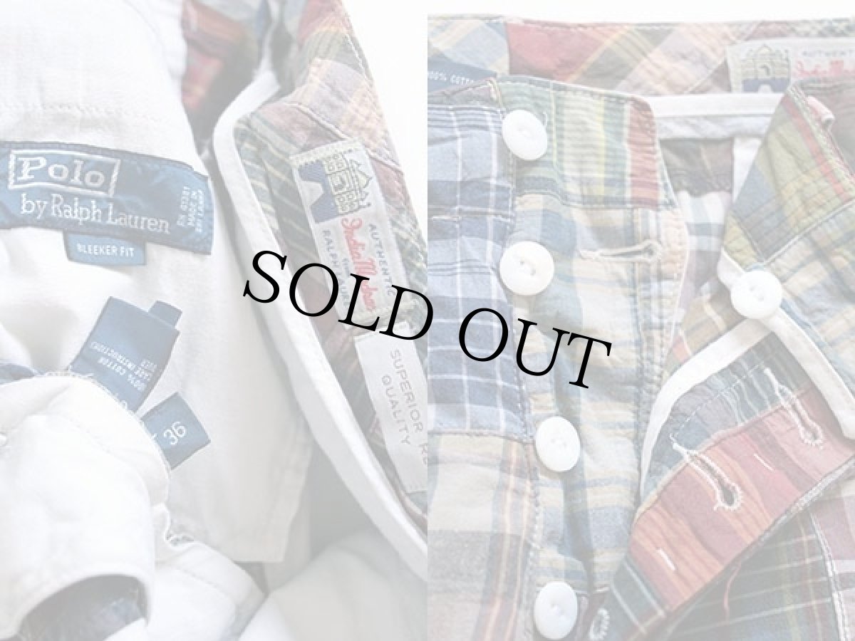 画像3: ポロ ラルフローレン マドラスチェック パッチワーク ショートパンツ 36★ショーツ (3)