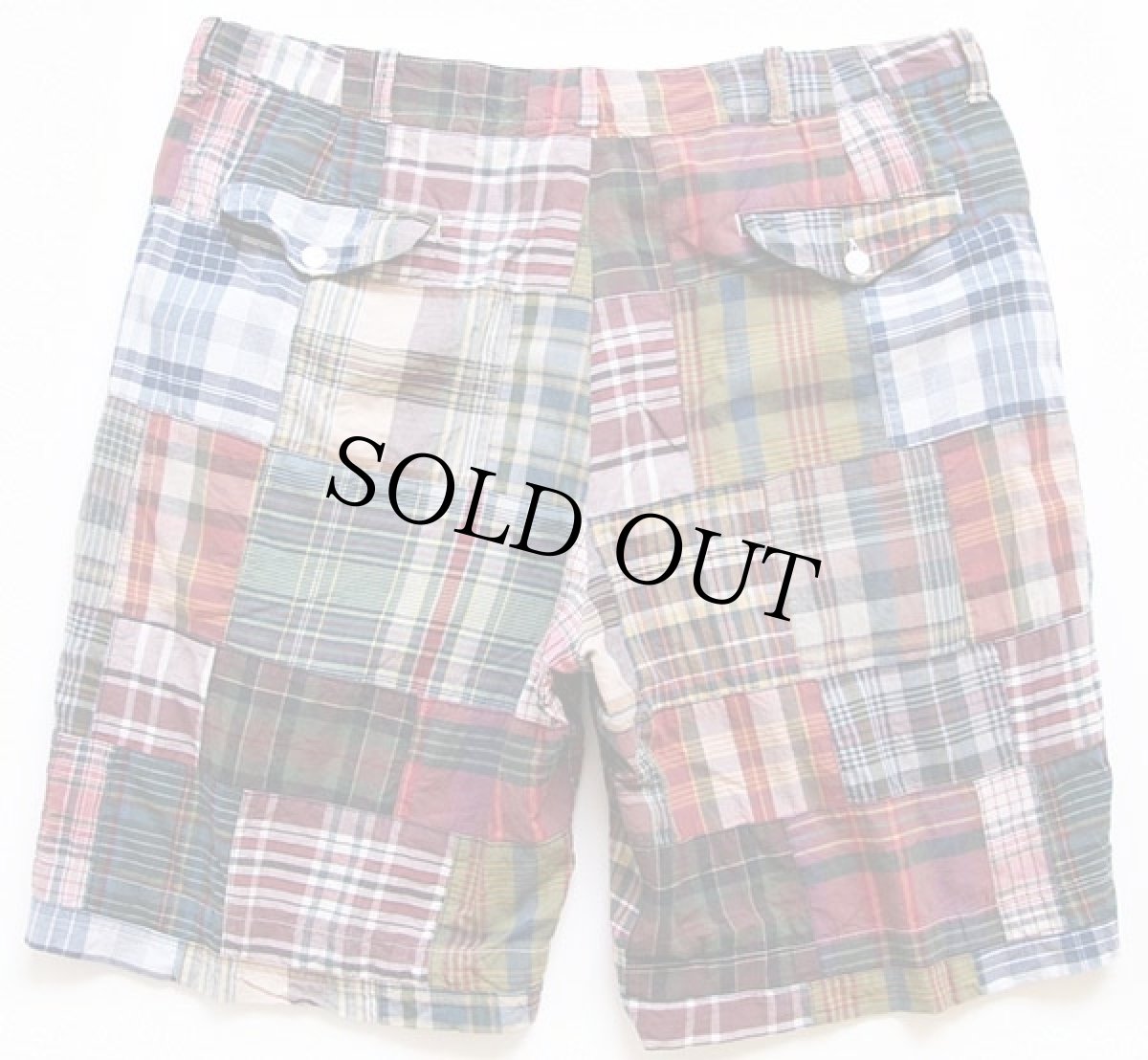 画像2: ポロ ラルフローレン マドラスチェック パッチワーク ショートパンツ 36★ショーツ (2)