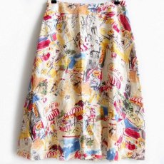 画像2: Liz claiborne 絵画柄 リネン フレアスカート 2P (2)