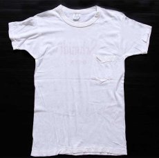 画像2: 60s USA製 Norwich Schmidt BEER 染み込みプリント コットン ポケットTシャツ 白 M★A (2)