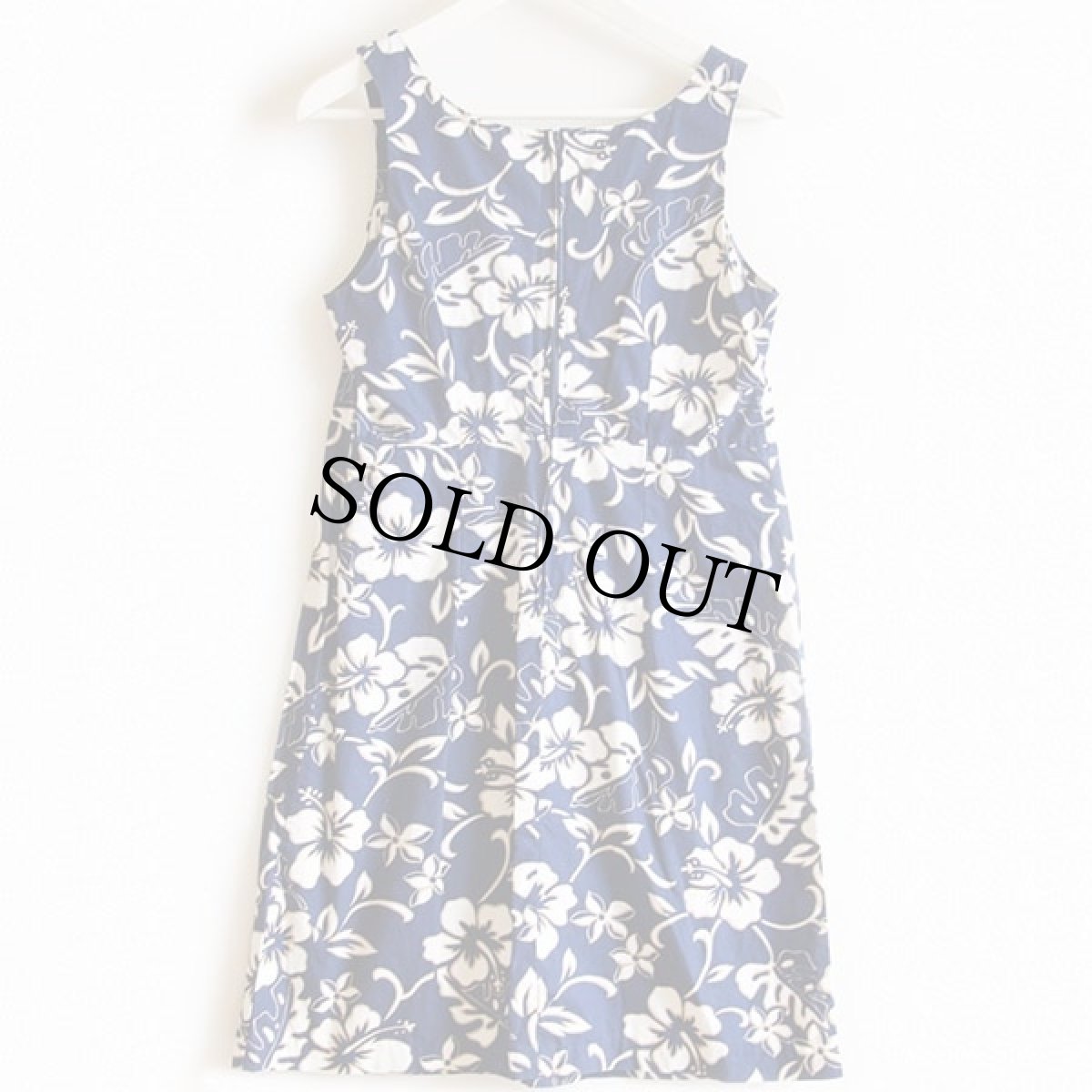 画像2: ハワイ製 Hilo Hattie ハイビスカス柄 ノースリーブ コットン アロハ ワンピース 紺 10 (2)