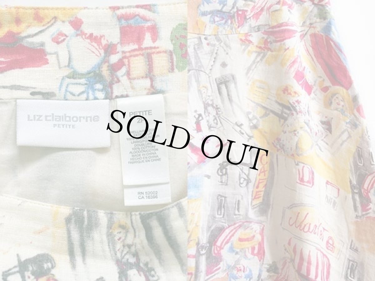 画像3: Liz claiborne 絵画柄 リネン フレアスカート 2P (3)