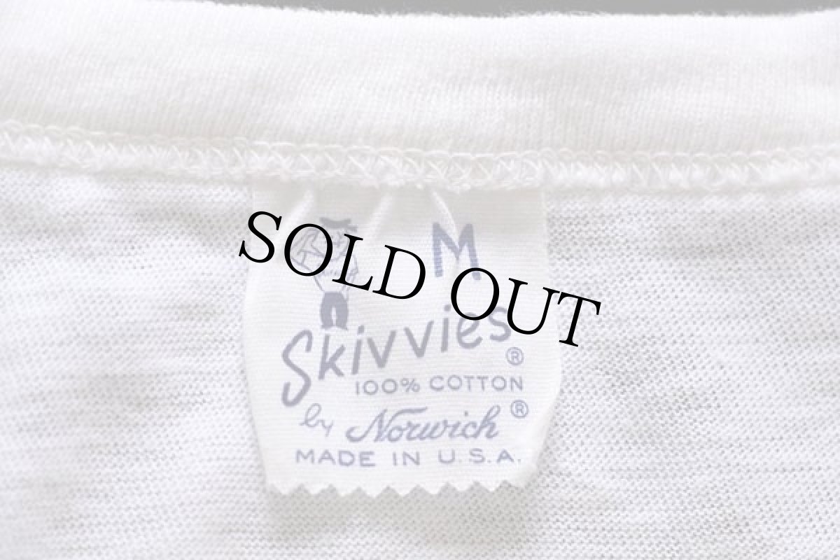 画像4: 60s USA製 Norwich Schmidt BEER 染み込みプリント コットン ポケットTシャツ 白 M (4)