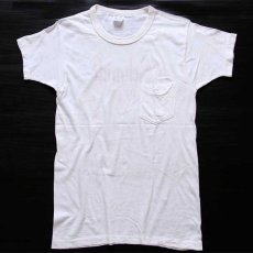 画像2: 60s USA製 Norwich Schmidt BEER 染み込みプリント コットン ポケットTシャツ 白 M (2)