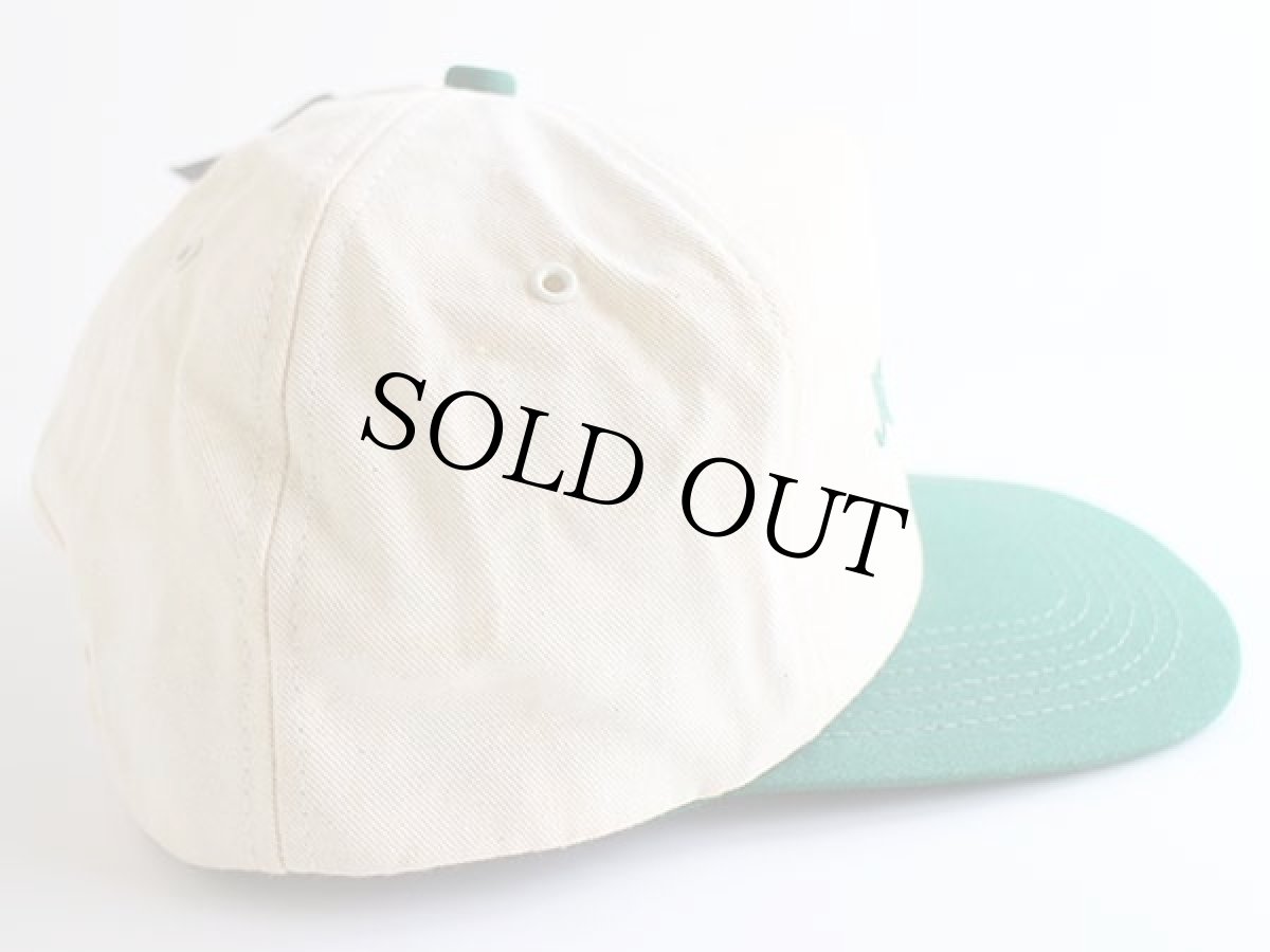 画像3: デッドストック★80s USA製 JOHN DEERE ロゴ刺繍 ツートン コットンキャップ 生成り×緑 (3)