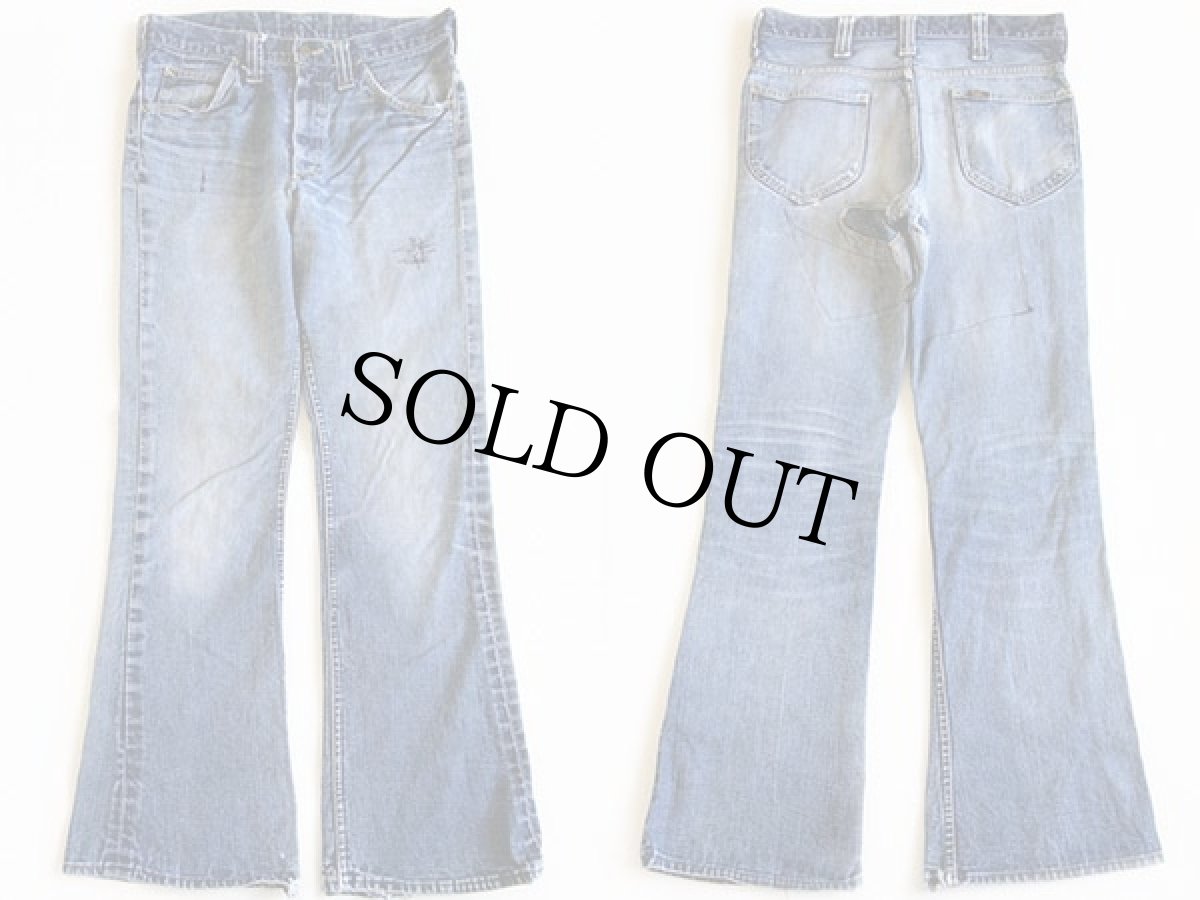 画像2: 70s USA製 Leeリー Leens フレア パッチワーク リペア デニムパンツ w32★ベルボトム (2)