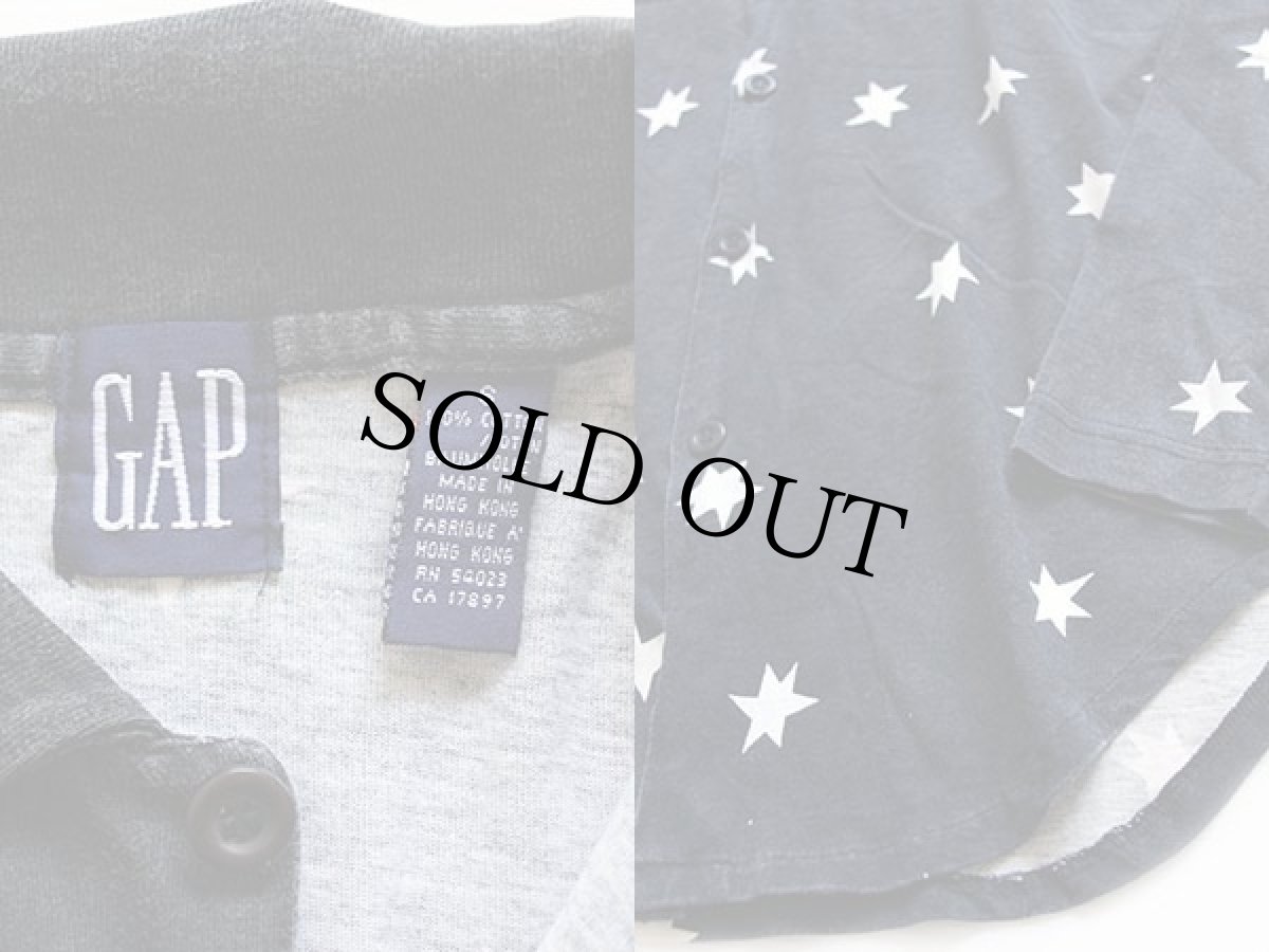 画像3: 90s GAPギャップ スター 総柄 カットソー コットンシャツ 黒×白 S (3)