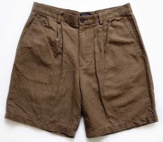 画像1: 00s DOCKERSドッカーズ ツータック リネン×コットン ショートパンツ 茶 w34★ショーツ Levi'sリーバイス (1)