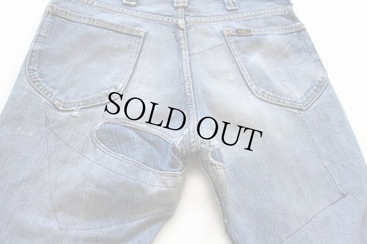 画像4: 70s USA製 Leeリー Leens フレア パッチワーク リペア デニムパンツ w32★ベルボトム (4)