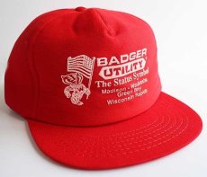 画像1: デッドストック★80s USA製 BADGER UTILITY バッキー 発泡プリント キャップ 赤 (1)