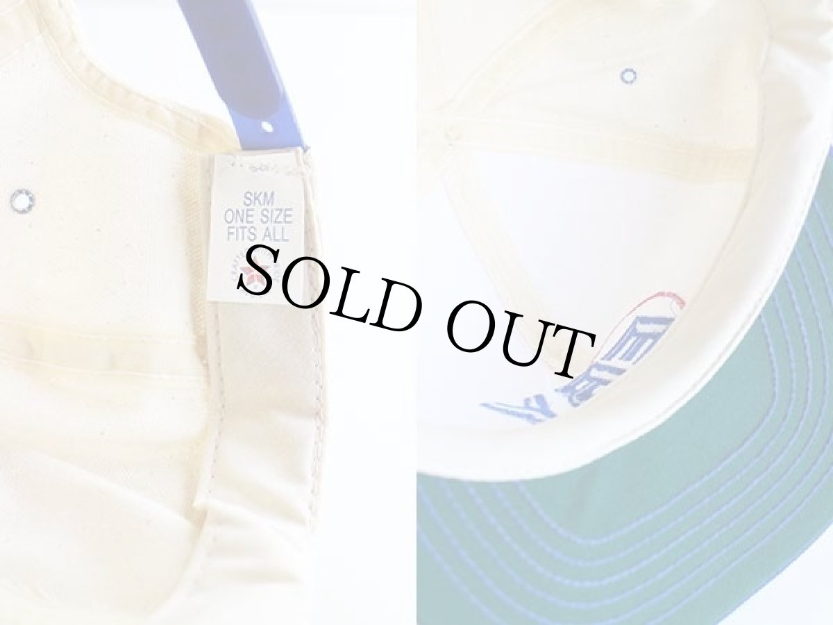 画像3: デッドストック★80s USA製 EBY 刺繍 ツートン コットンキャップ 生成り×青 (3)