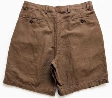 画像2: 00s DOCKERSドッカーズ ツータック リネン×コットン ショートパンツ 茶 w34★ショーツ Levi'sリーバイス (2)