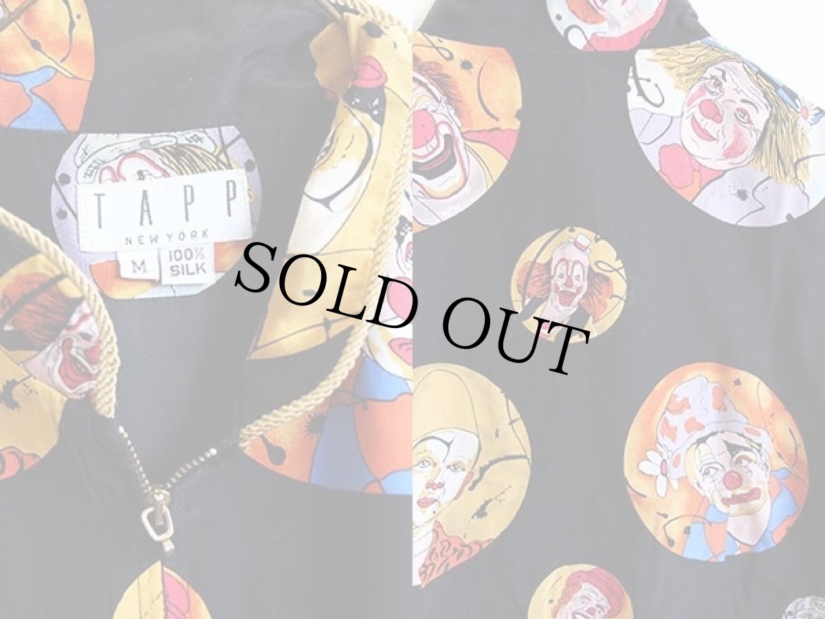 画像3: USA製 TAPP NEW YORK ピエロ柄 アート シルクベスト 黒 M (3)