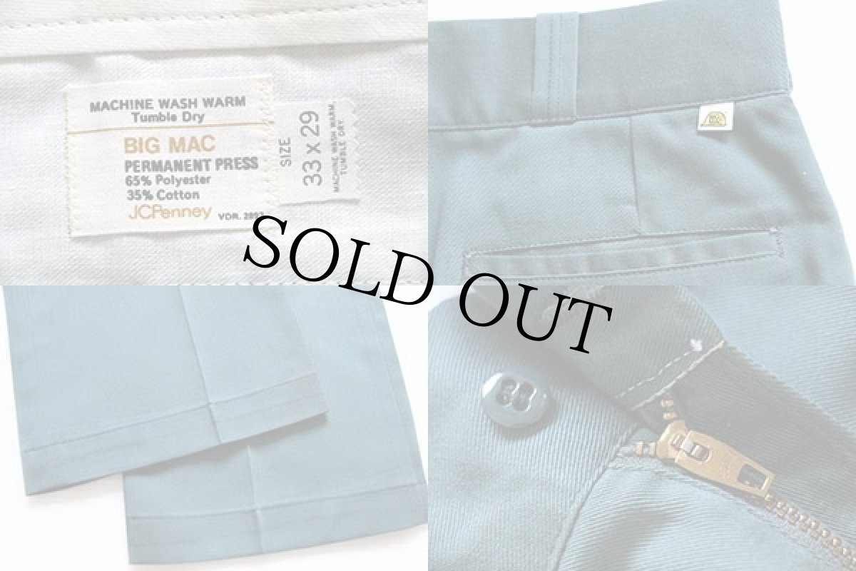 画像3: 70s JCPenney BIGMACビッグマック ワークパンツ 緑 w33 L29 (3)