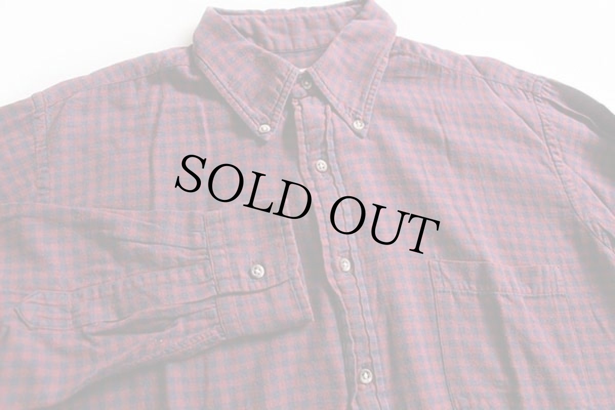 画像2: 80s USA製 Brooks Brothersブルックスブラザーズ ギンガムチェック ボタンダウン コットンシャツ バーガンディ×紺 15.5 (2)