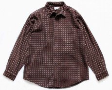 画像1: 90s J.CREW チェック コットン プリントコーデュロイシャツ L (1)