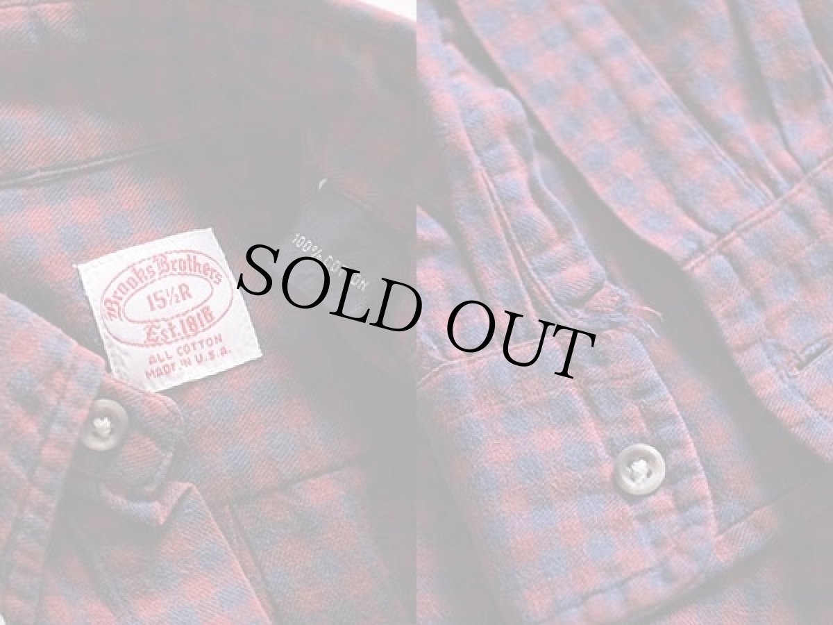 画像3: 80s USA製 Brooks Brothersブルックスブラザーズ ギンガムチェック ボタンダウン コットンシャツ バーガンディ×紺 15.5 (3)