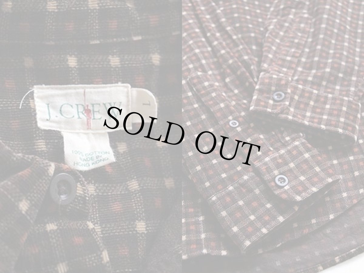 画像3: 90s J.CREW チェック コットン プリントコーデュロイシャツ L (3)