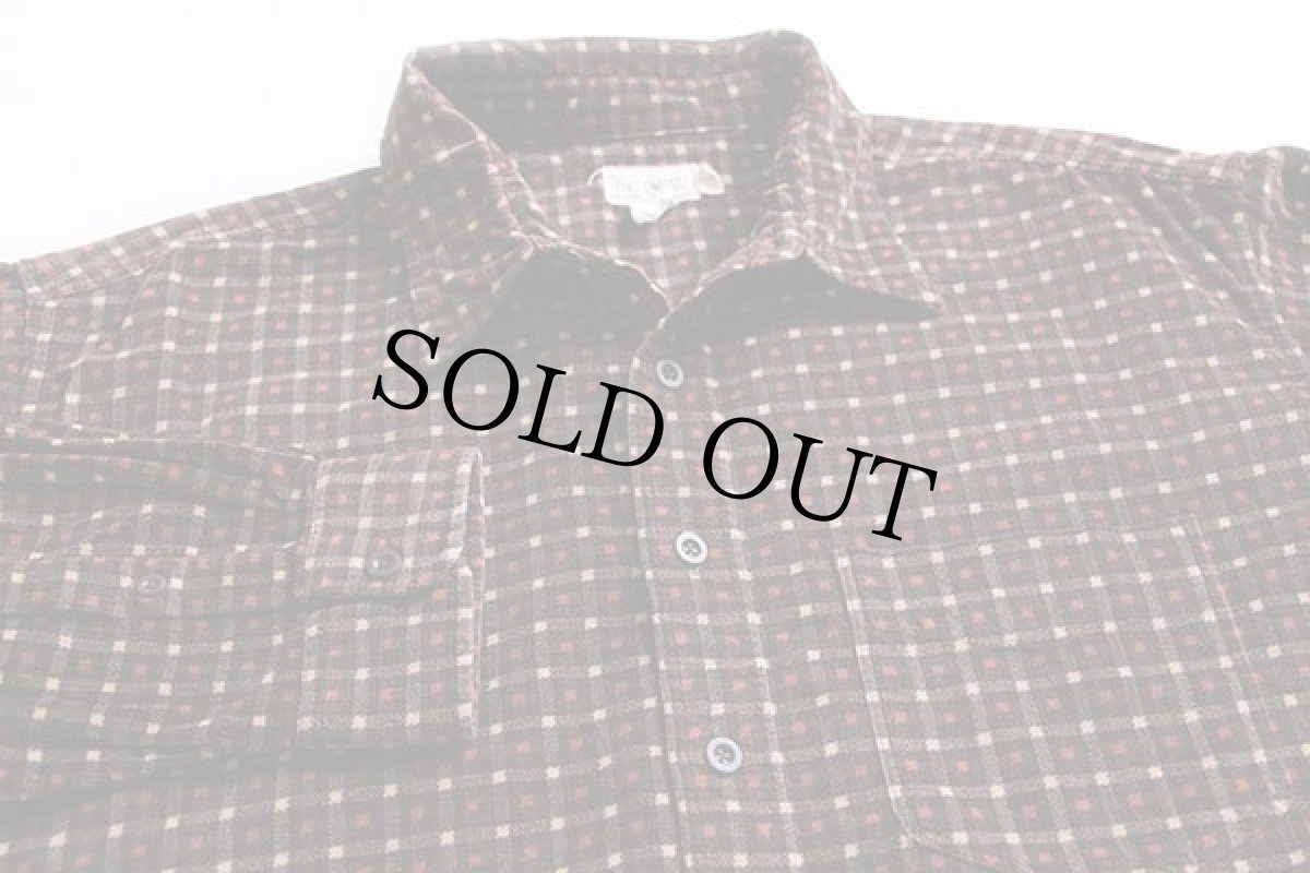 画像2: 90s J.CREW チェック コットン プリントコーデュロイシャツ L (2)