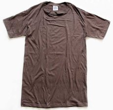 画像2: デッドストック★90s 米軍 DSCP 無地 コットンTシャツ 茶 M (2)