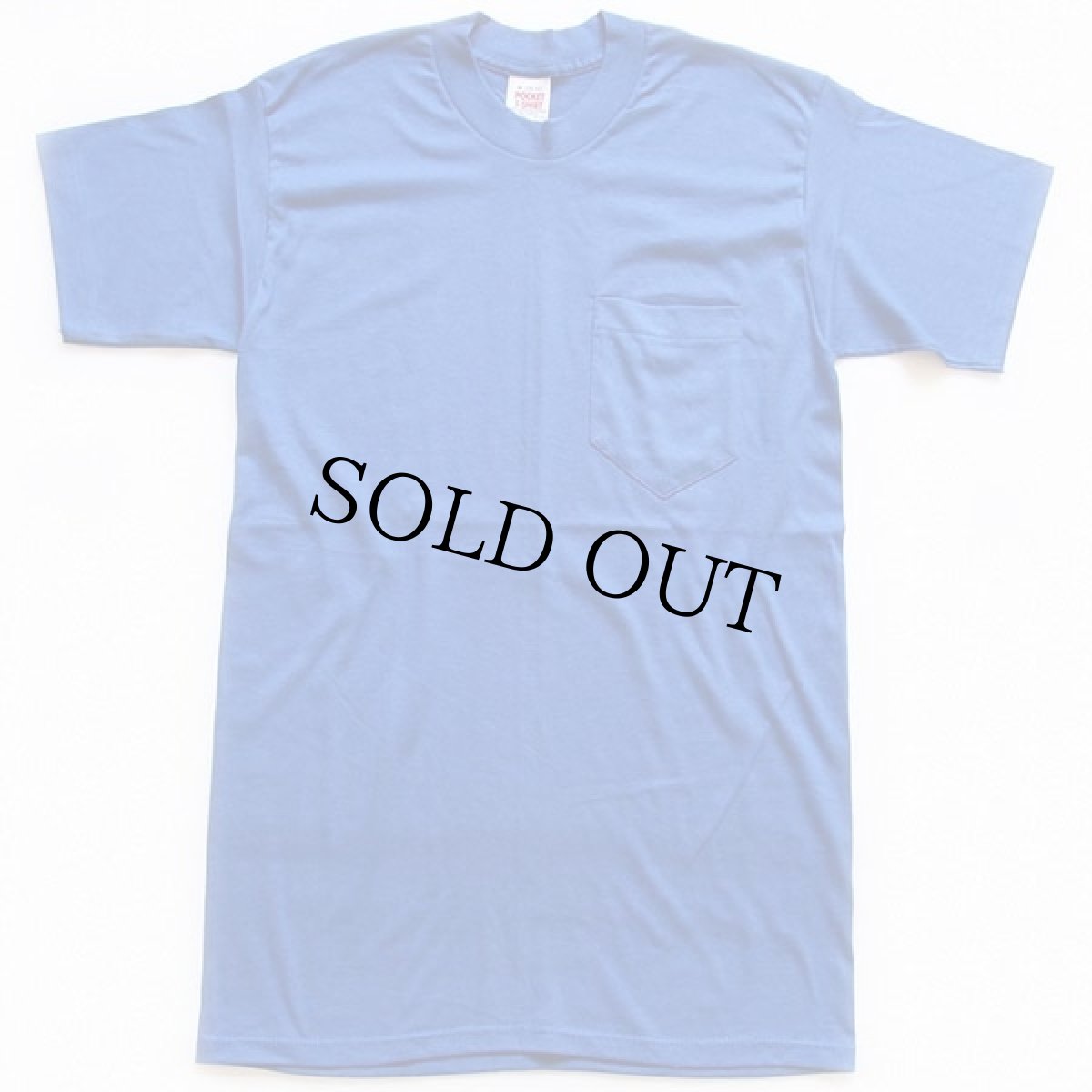 画像2: デッドストック★80s USA製 無地 ポケットTシャツ 青 M (2)