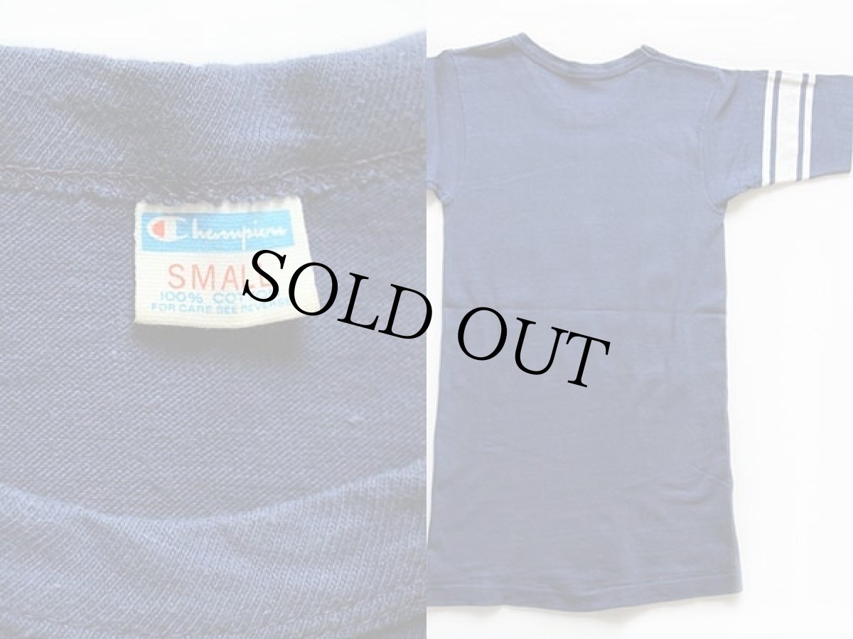 画像3: 70s USA製 Championチャンピオン R.C.C. 80 コットン フットボールTシャツ 紺 S (3)