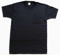 画像2: デッドストック★90s FRUIT OF THE LOOM 無地 ポケットTシャツ 黒 M (2)