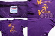 画像4: 80s USA製 Championチャンピオン NFL MINNESOTA VIKINGS コットン フットボールTシャツ 紫 L (4)